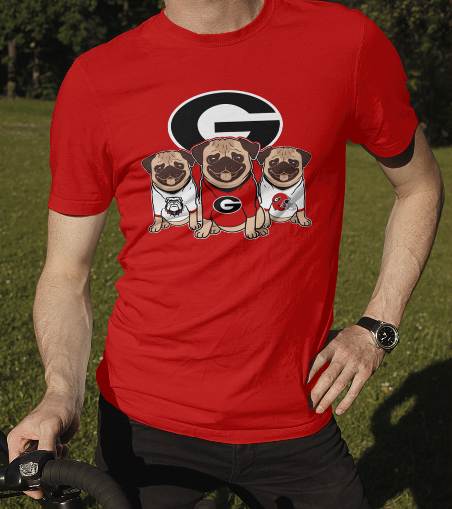 Georgia Bulldogs Pug Dogs Football Fan T-Shirt
