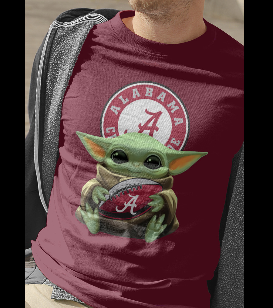 Baby Yoda Alabama Crimson Tide Football Fan T-Shirt