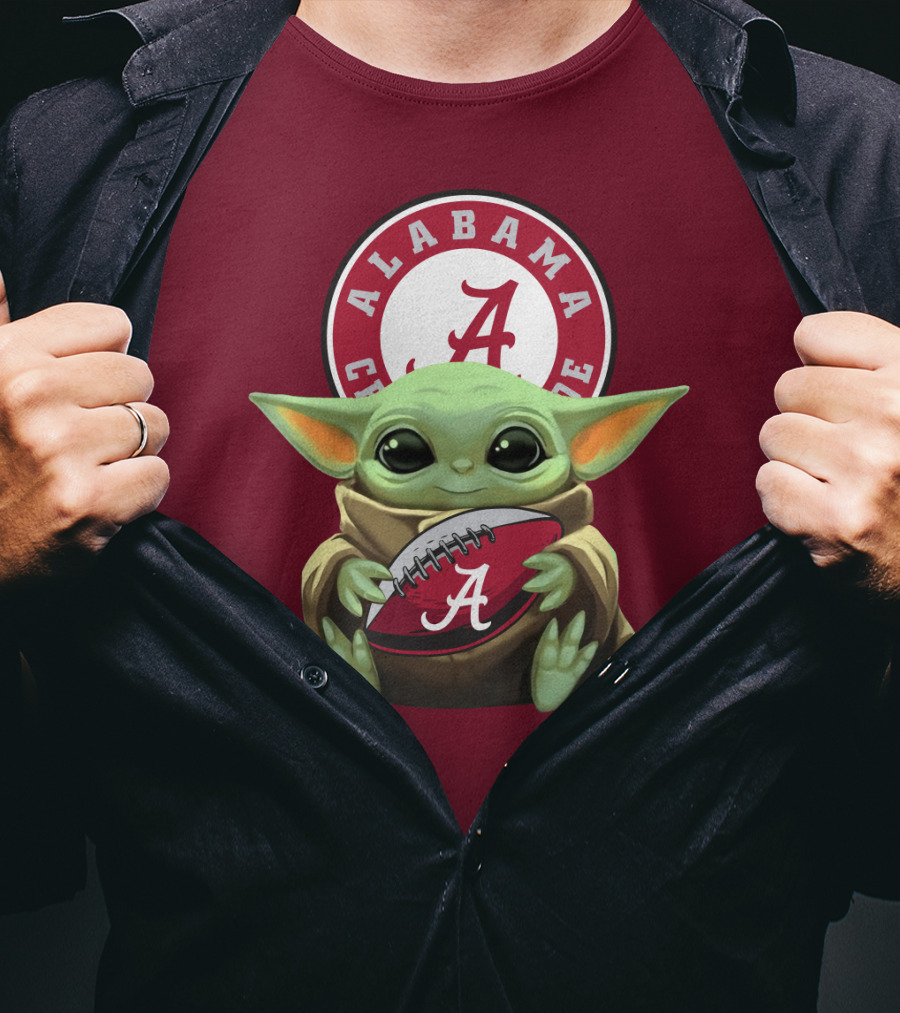 Baby Yoda Alabama Crimson Tide Football Fan T-Shirt