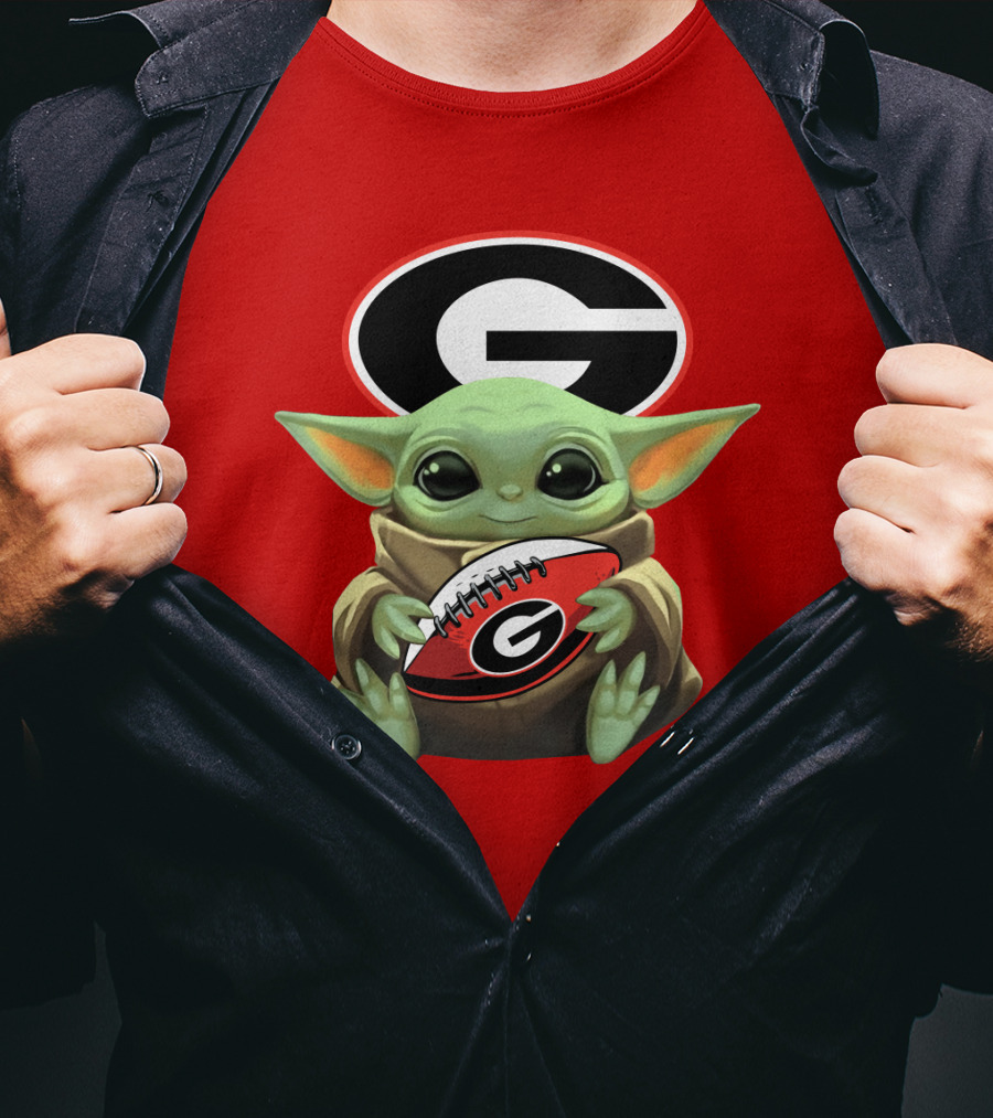 Baby Yoda Georgia Bulldogs Football Fan T-Shirt