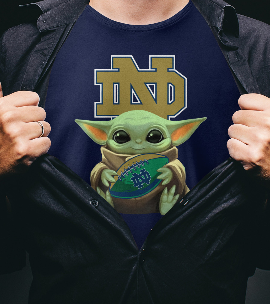 Baby Yoda Notre Dame Football Fan T-Shirt