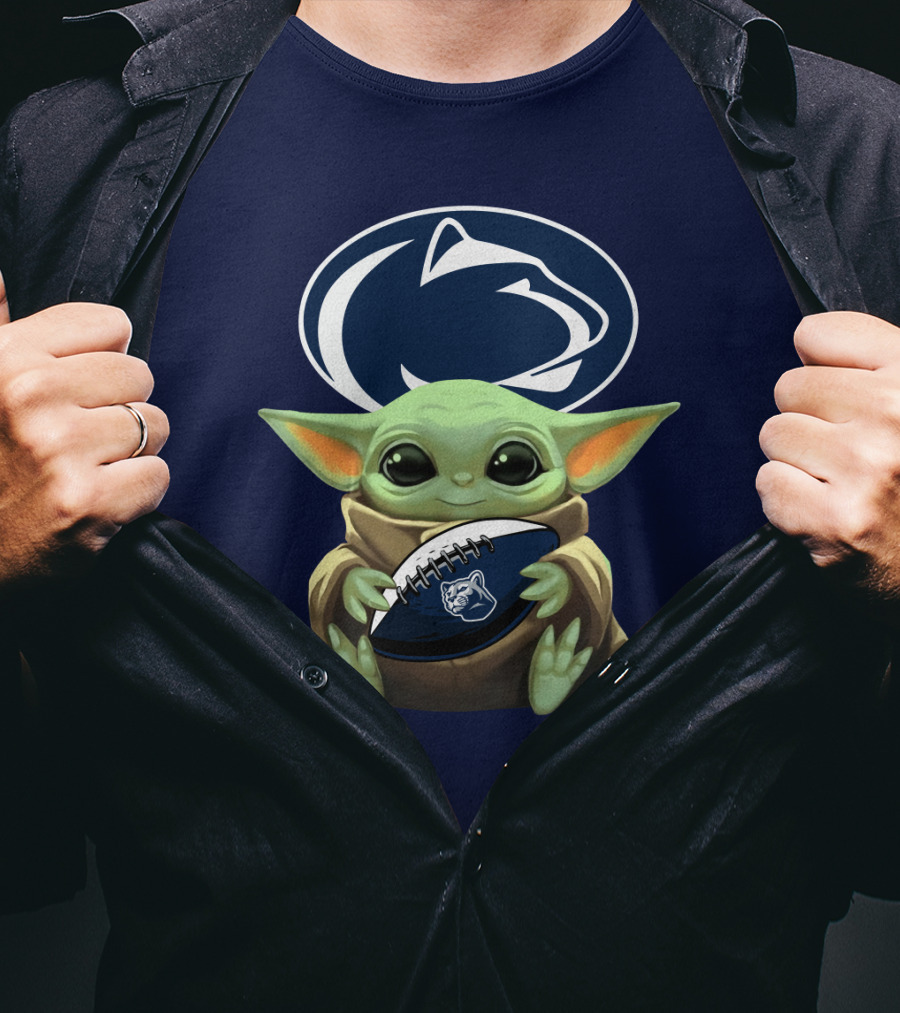 Baby Yoda Nittany Lions Football Fan T-Shirt