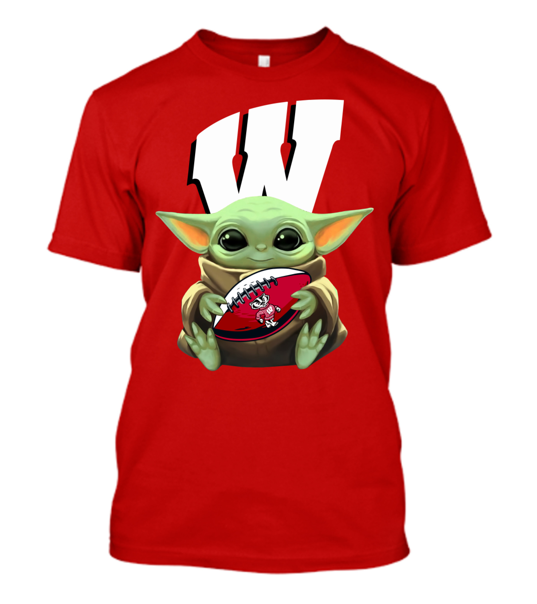 Baby Yoda Wisconsin Badgers Football T-Shirt