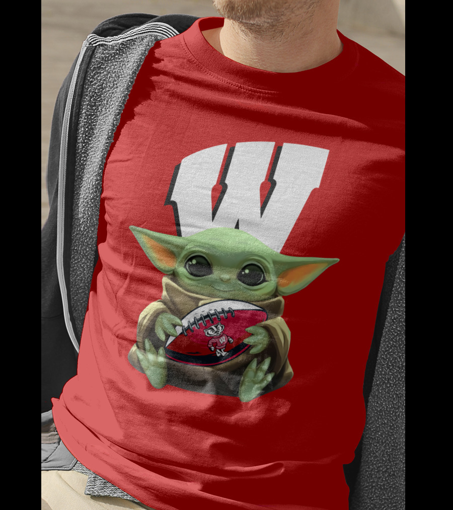 Baby Yoda Wisconsin Badgers Football T-Shirt