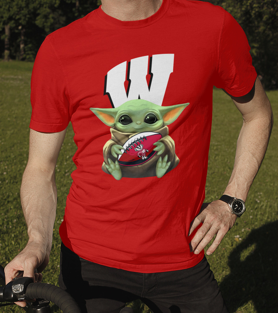 Baby Yoda Wisconsin Badgers Football T-Shirt