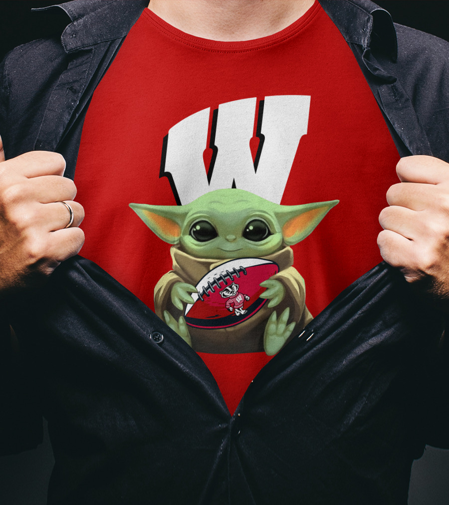 Baby Yoda Wisconsin Badgers Football T-Shirt