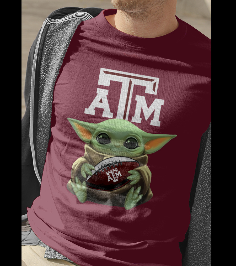 Texas A&M Aggies Baby Yoda Football T-Shirt