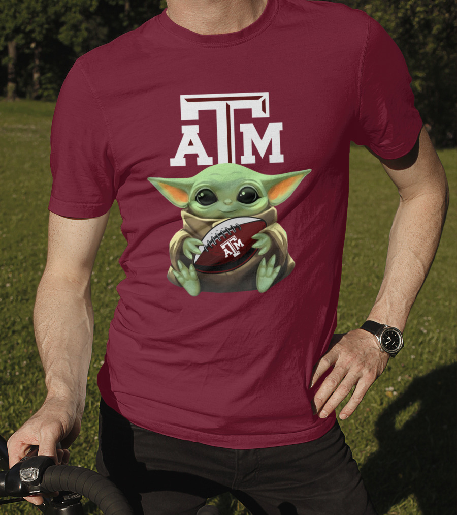 Texas A&M Aggies Baby Yoda Football T-Shirt
