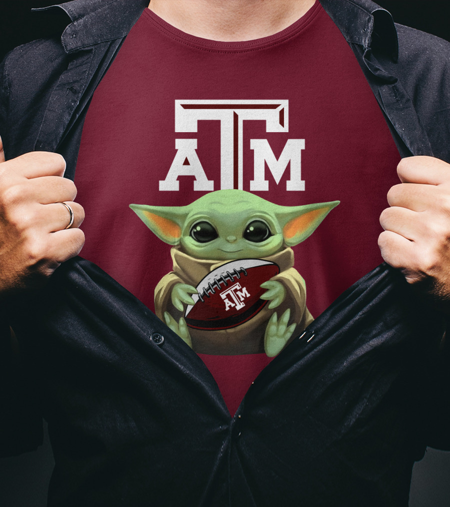 Texas A&M Aggies Baby Yoda Football T-Shirt