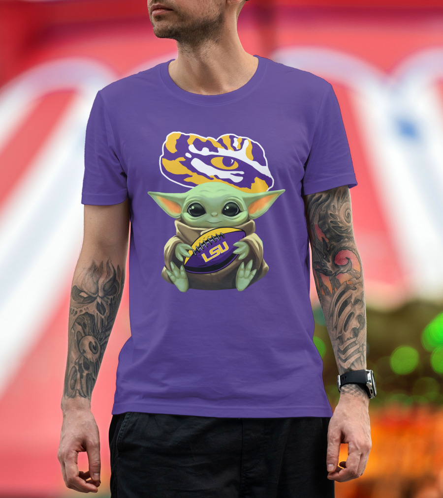 LSU Tigers Baby Yoda Football Fan T-Shirt