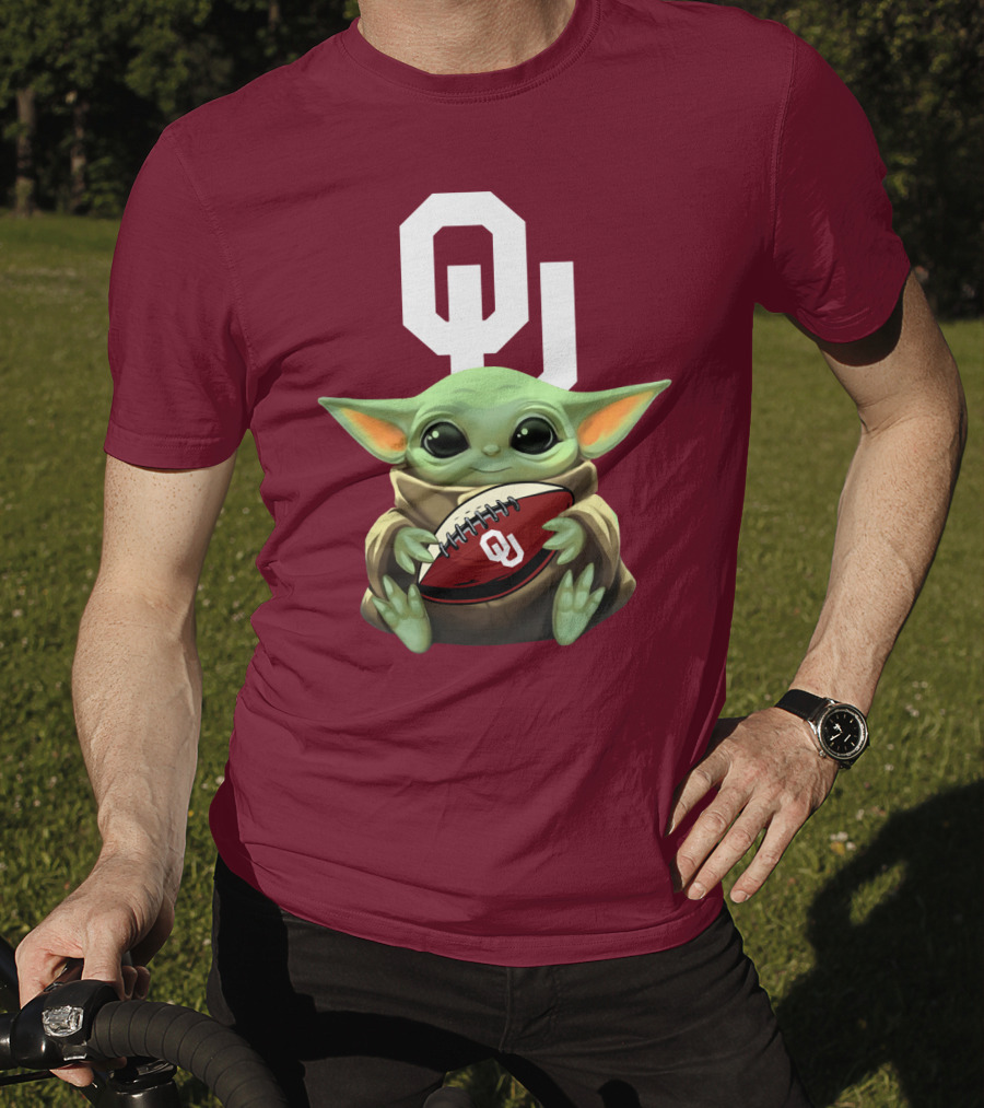 OU Sooners Baby Yoda Football T-Shirt