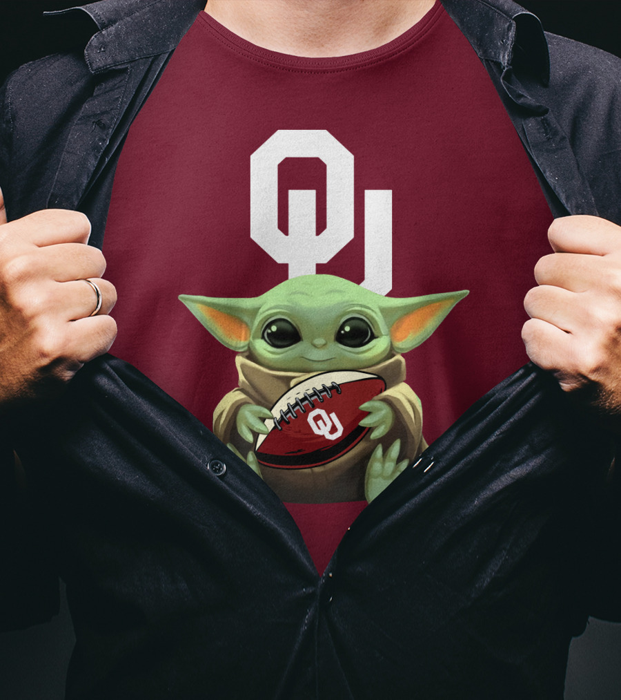 OU Sooners Baby Yoda Football T-Shirt