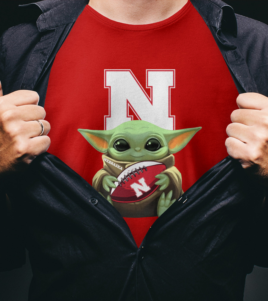 Baby Yoda Nebraska Cornhuskers Football Fan Icon With N T-Shirt