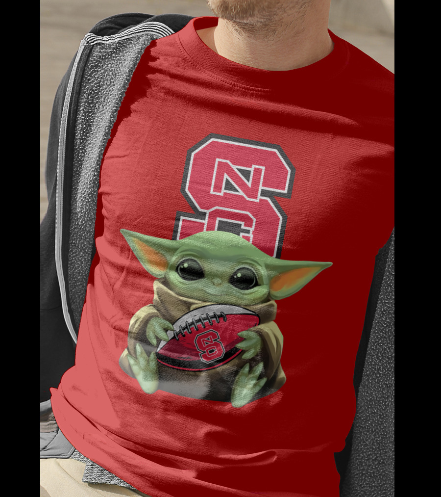 NC State Wolfpack Baby Yoda Football T-Shirt