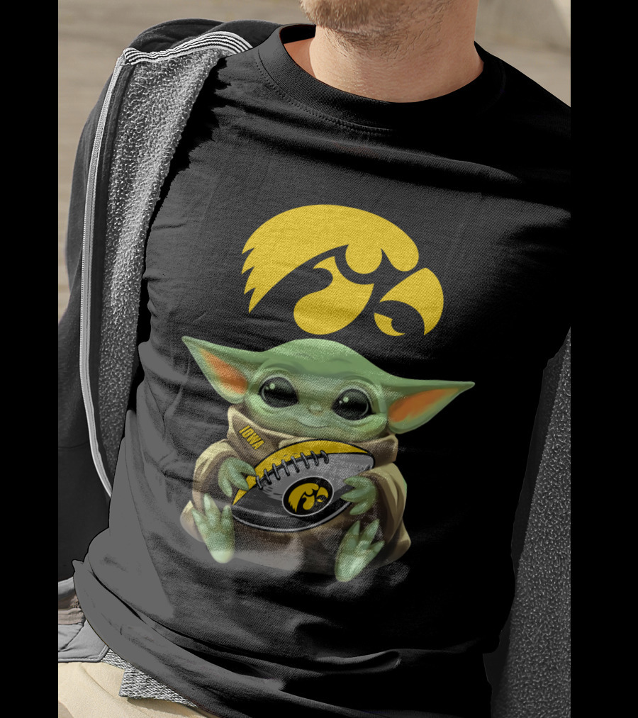 Iowa Hawkeyes Baby Yoda Football Fan T-Shirt