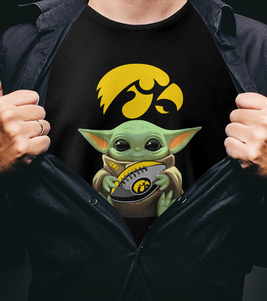 Iowa Hawkeyes Baby Yoda Football Fan T-Shirt