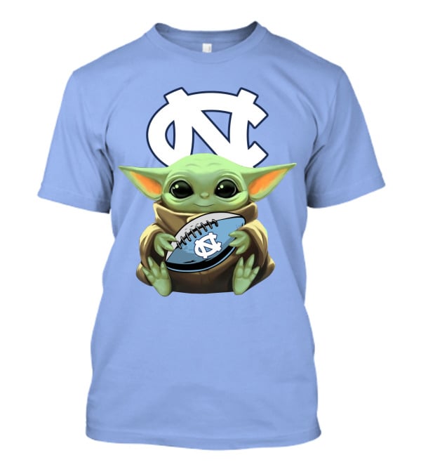 Baby Yoda UNC Tar Heels Football T-Shirt