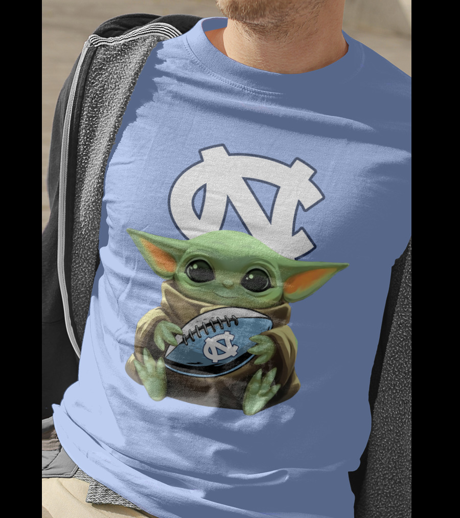 Baby Yoda UNC Tar Heels Football T-Shirt