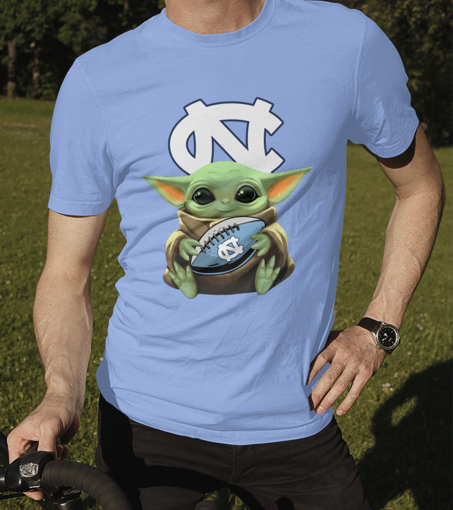 Baby Yoda UNC Tar Heels Football T-Shirt
