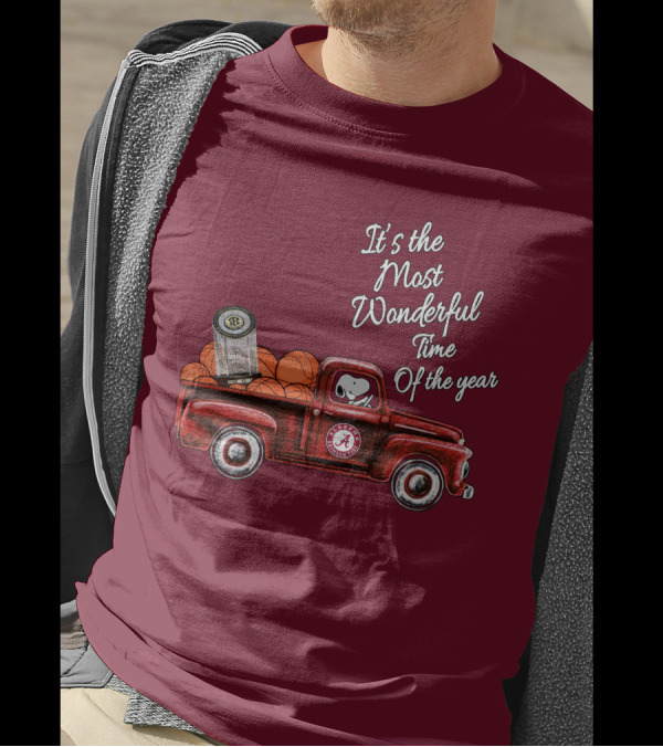 It's The Most Wonderful Time Of The Year Alabama Crimson Tide Basketball Snoopy RTJ Memorial Stadium Red Truck T-Shirt
