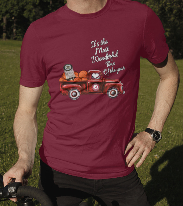 It's The Most Wonderful Time Of The Year Alabama Crimson Tide Basketball Snoopy RTJ Memorial Stadium Red Truck T-Shirt