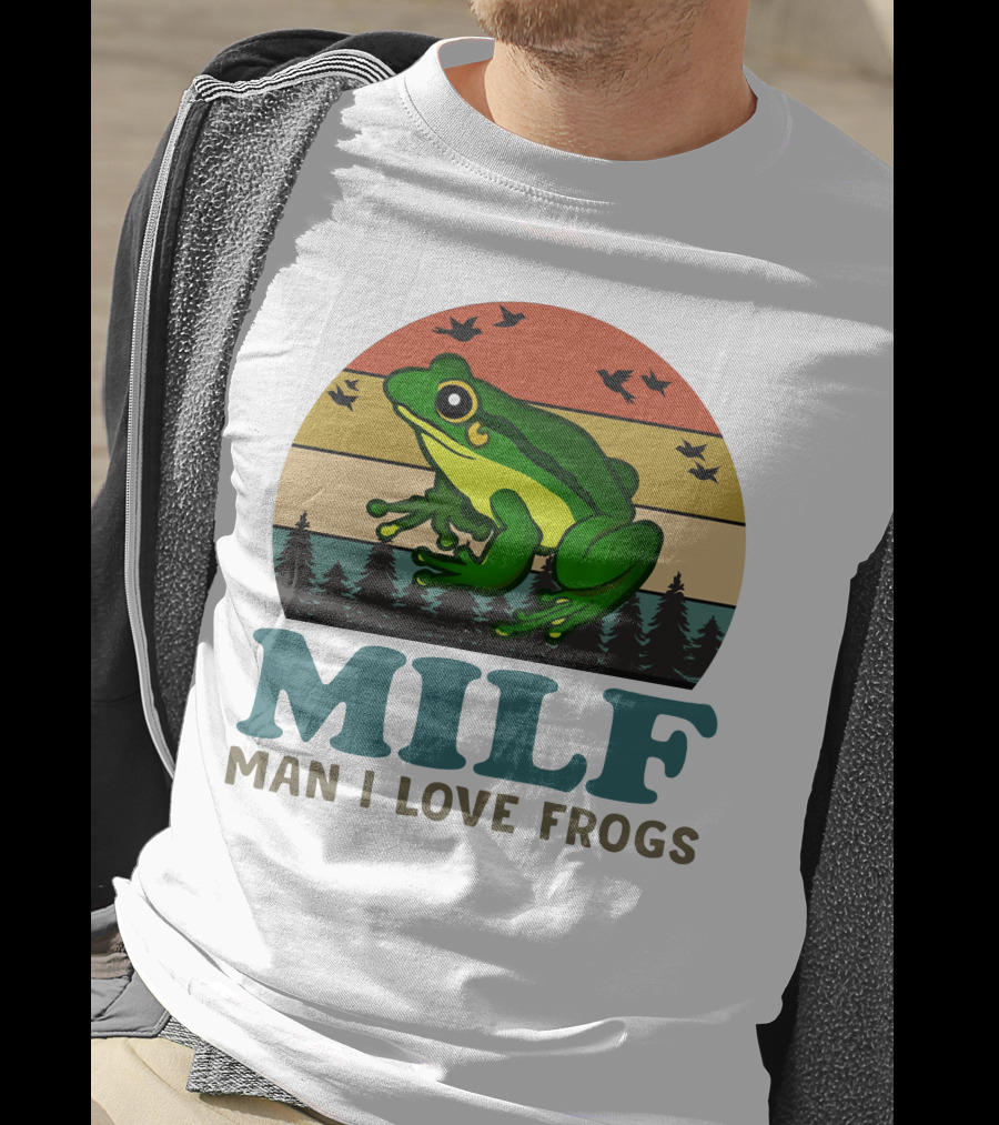MILF Man I Love Frogs Vintage Sunset Forest Scene T-Shirt