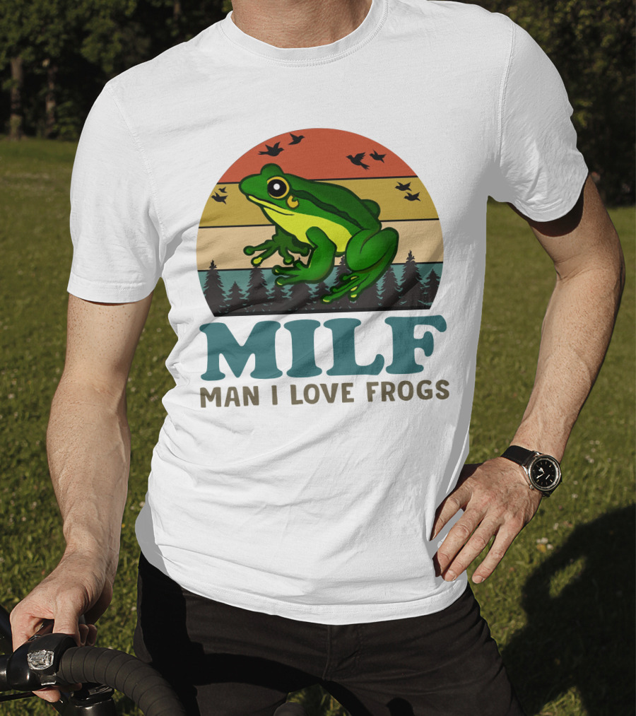 MILF Man I Love Frogs Vintage Sunset Forest Scene T-Shirt
