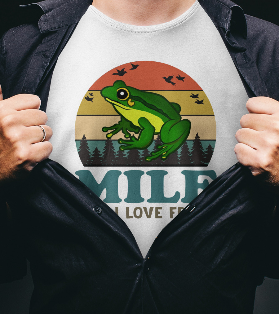 MILF Man I Love Frogs Vintage Sunset Forest Scene T-Shirt