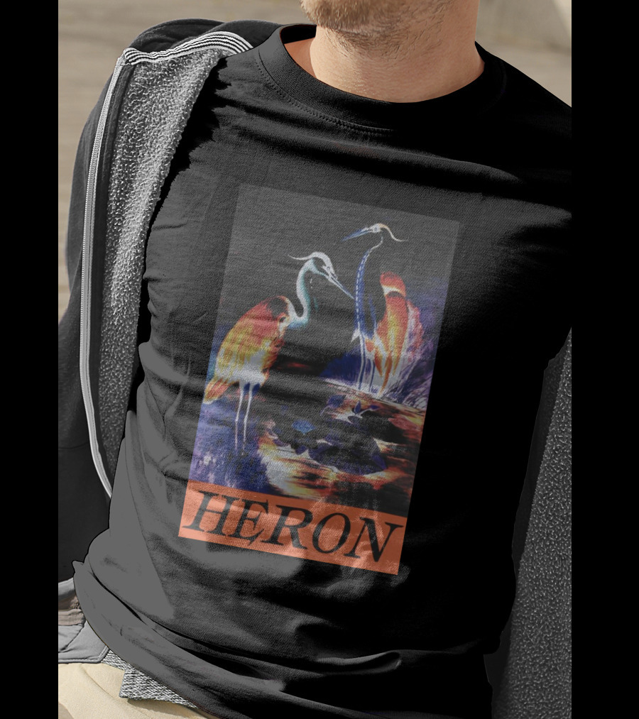 Heron Preston Vibrant Herons Wildlife Scene T-Shirt