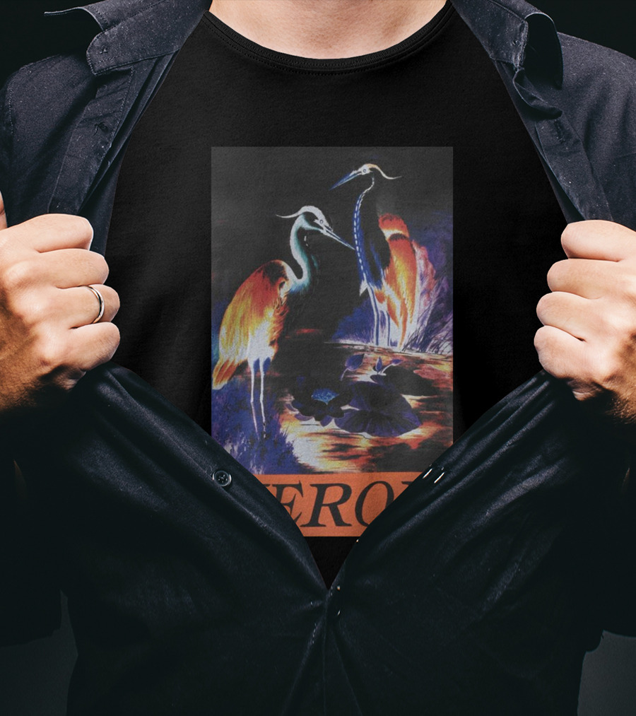 Heron Preston Vibrant Herons Wildlife Scene T-Shirt