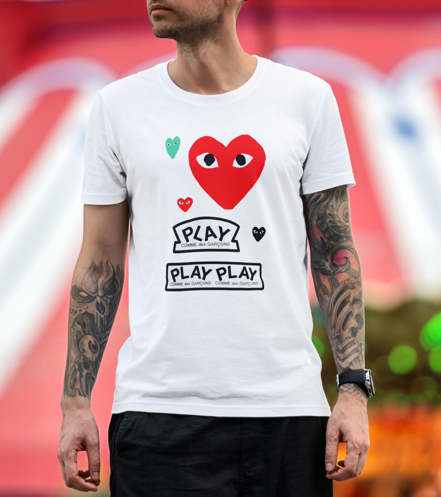 PLAY Comme Des Garçons Heart Faces T-Shirt
