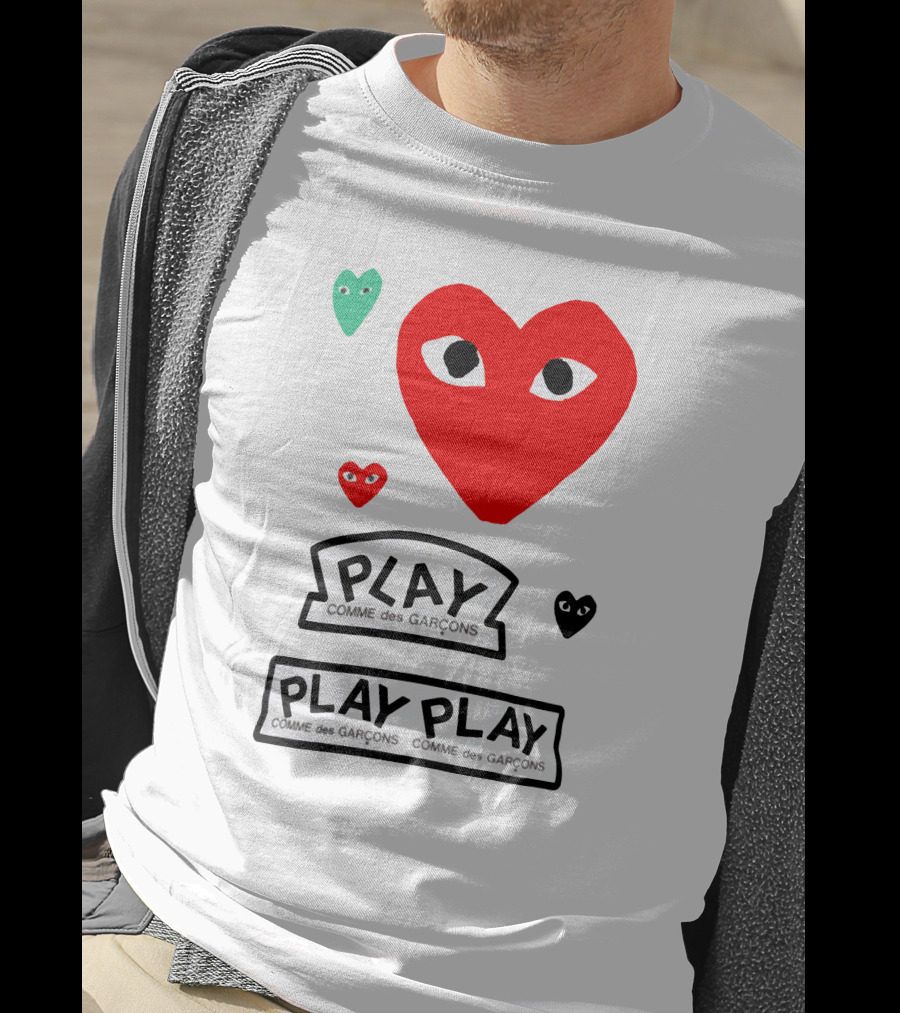 PLAY Comme Des Garçons Heart Faces T-Shirt
