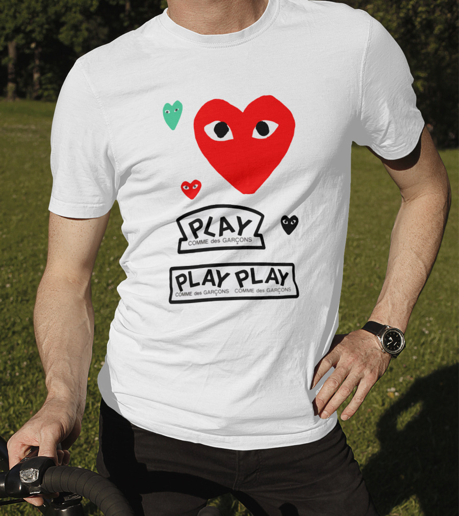 PLAY Comme Des Garçons Heart Faces T-Shirt