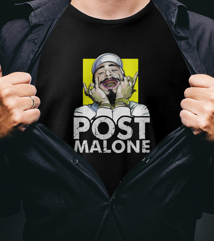 Post Malone Smiling In Yellow Background T-Shirt