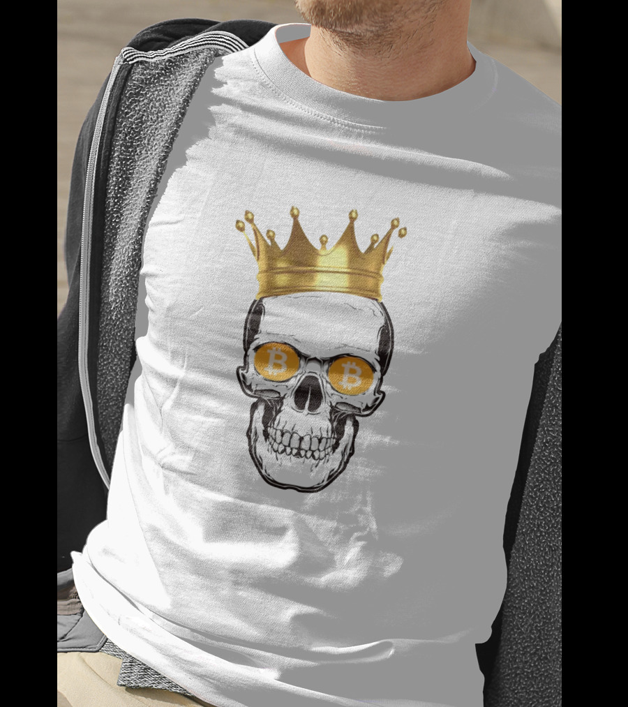 The King Of Bitcoin Skull With Crown And Bitcoin Eyes T-Shirt