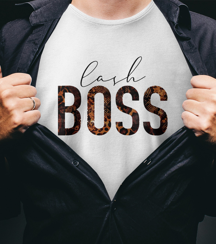 Lash Boss Snake Pattern Text T-Shirt