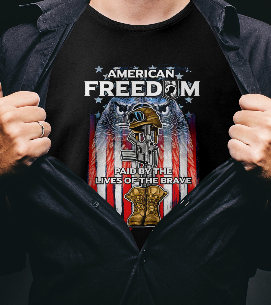 American Freedom POW-MIA Paid By The Lives Of The Brave T-Shirt