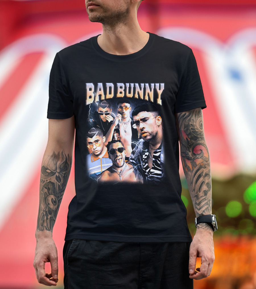 Bad Bunny Style Evolution Lightning Collage T-Shirt