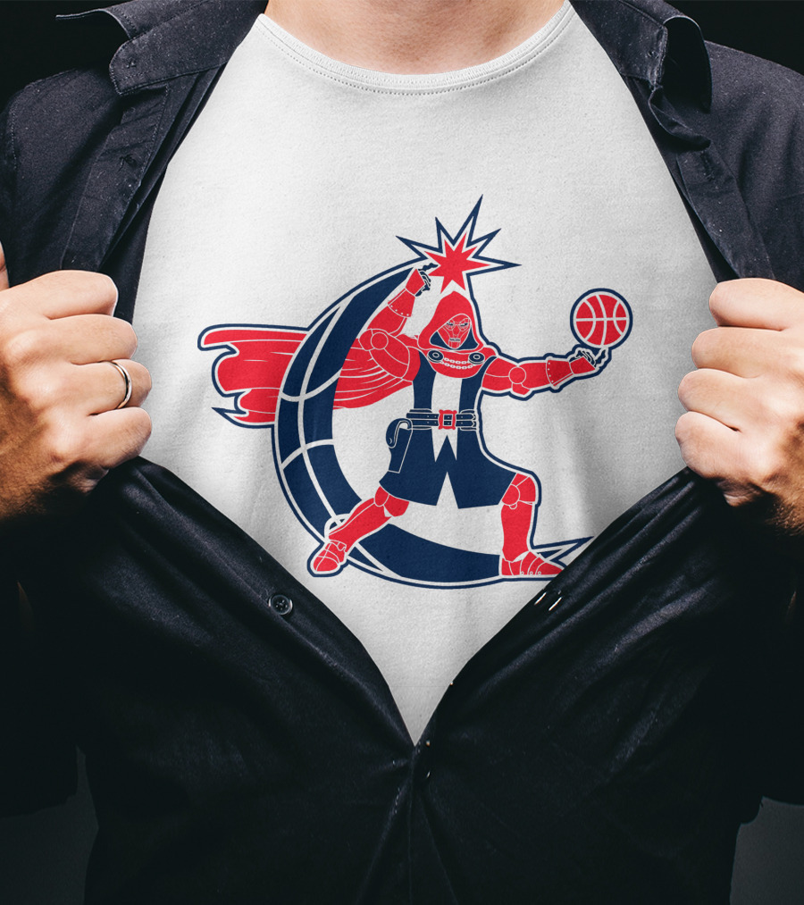Washington Dr. Doom NBA Character With Basketball And Crescent T-Shirt