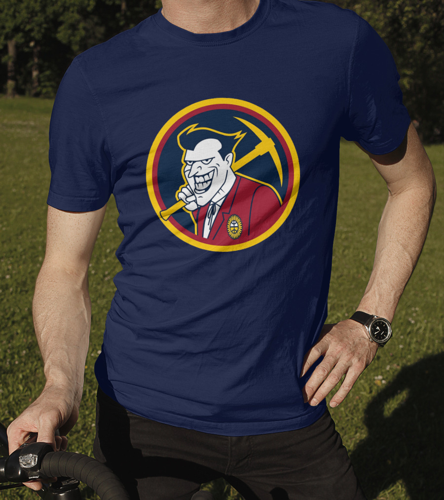 Denver Jokers NBA Parody Logo Icon With Villain Character And Pickaxe T-Shirt