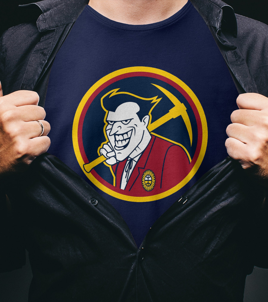 Denver Jokers NBA Parody Logo Icon With Villain Character And Pickaxe T-Shirt