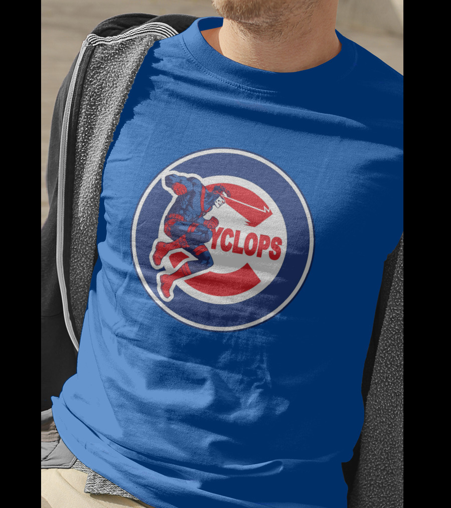Chicago Cyclops MLB Superhero Logo Blue Background T-Shirt