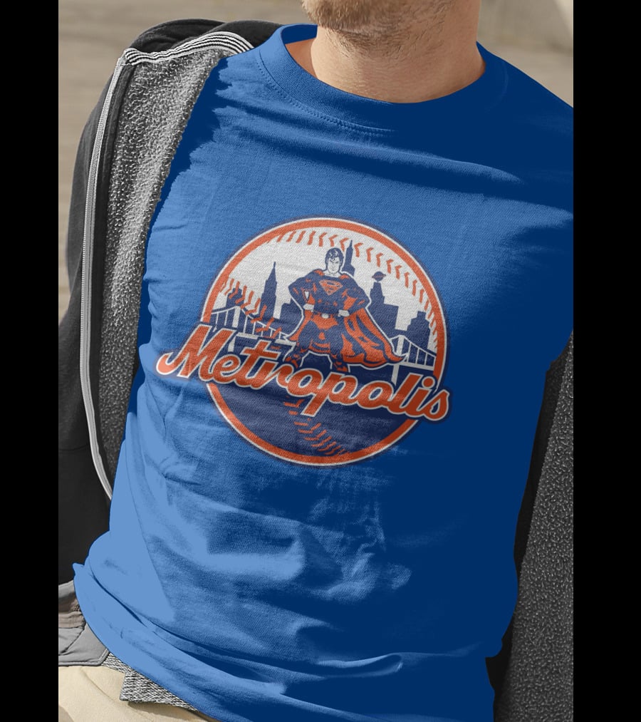 Metropolis Superman NY Baseball Skyline T-Shirt