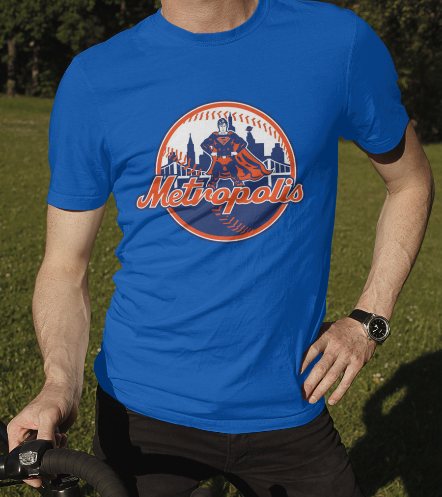 Metropolis Superman NY Baseball Skyline T-Shirt