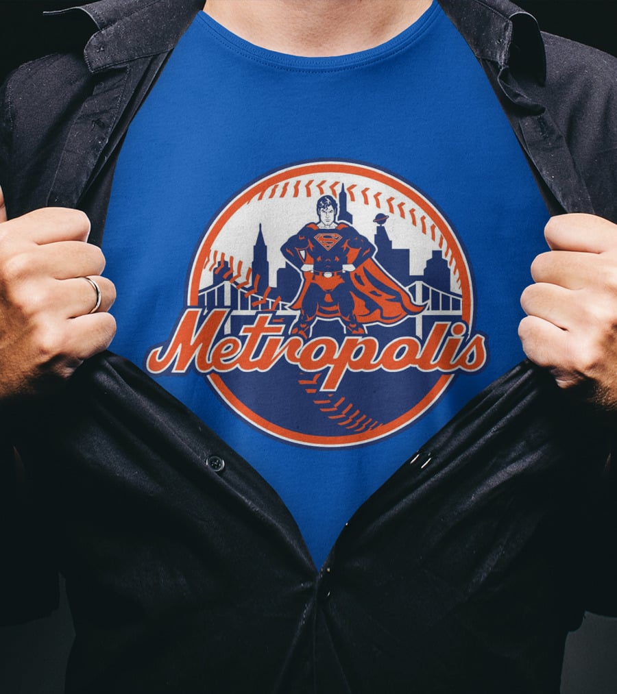 Metropolis Superman NY Baseball Skyline T-Shirt