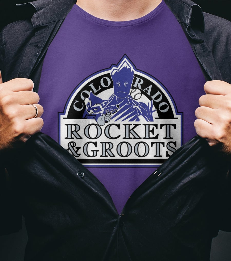 Colorado Rocket And Groots MLB Baseball Crossover T-Shirt