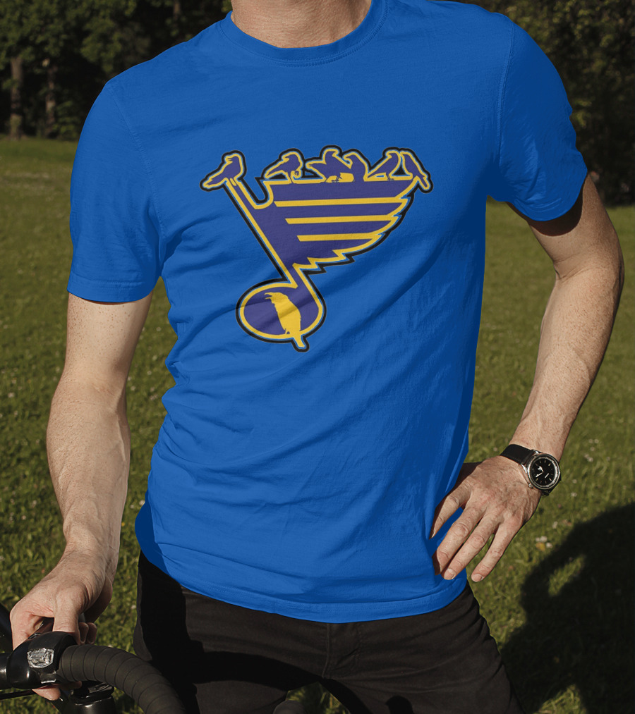 St. Louis Birds On Hockey Musical Note Logo NHL T-Shirt