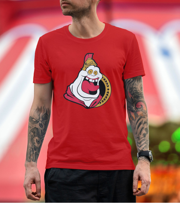 Premium T-Shirt: Ottawa Slimers Ghost Glowing Roman Hockey T-Shirt Ottawa Slimers Ghost Glowing Roman Hockey T-Shirt