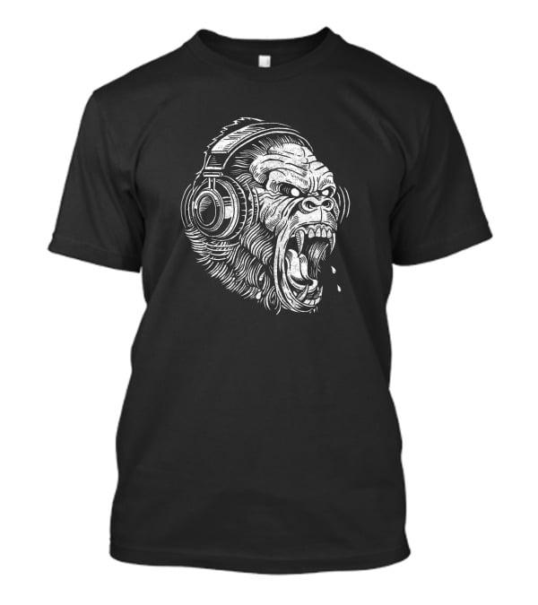 Gorila Vintage Headphones Roaring Ape T-Shirt