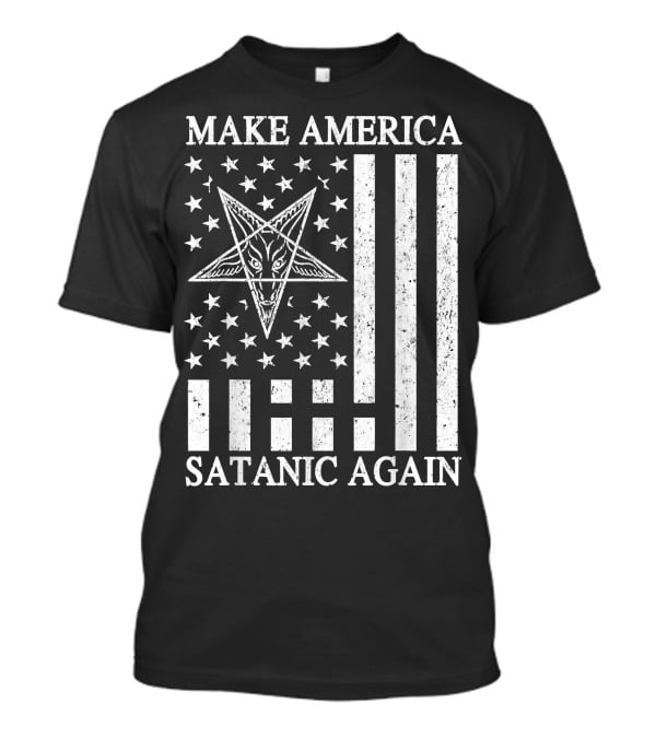 Make America Satanic Great Again American Flag Pentagram T-Shirt